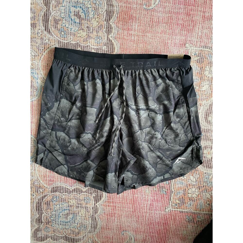 NWT Nike Men's Allover Printed Running Shorts Drawstring Gray Black Size 2XL